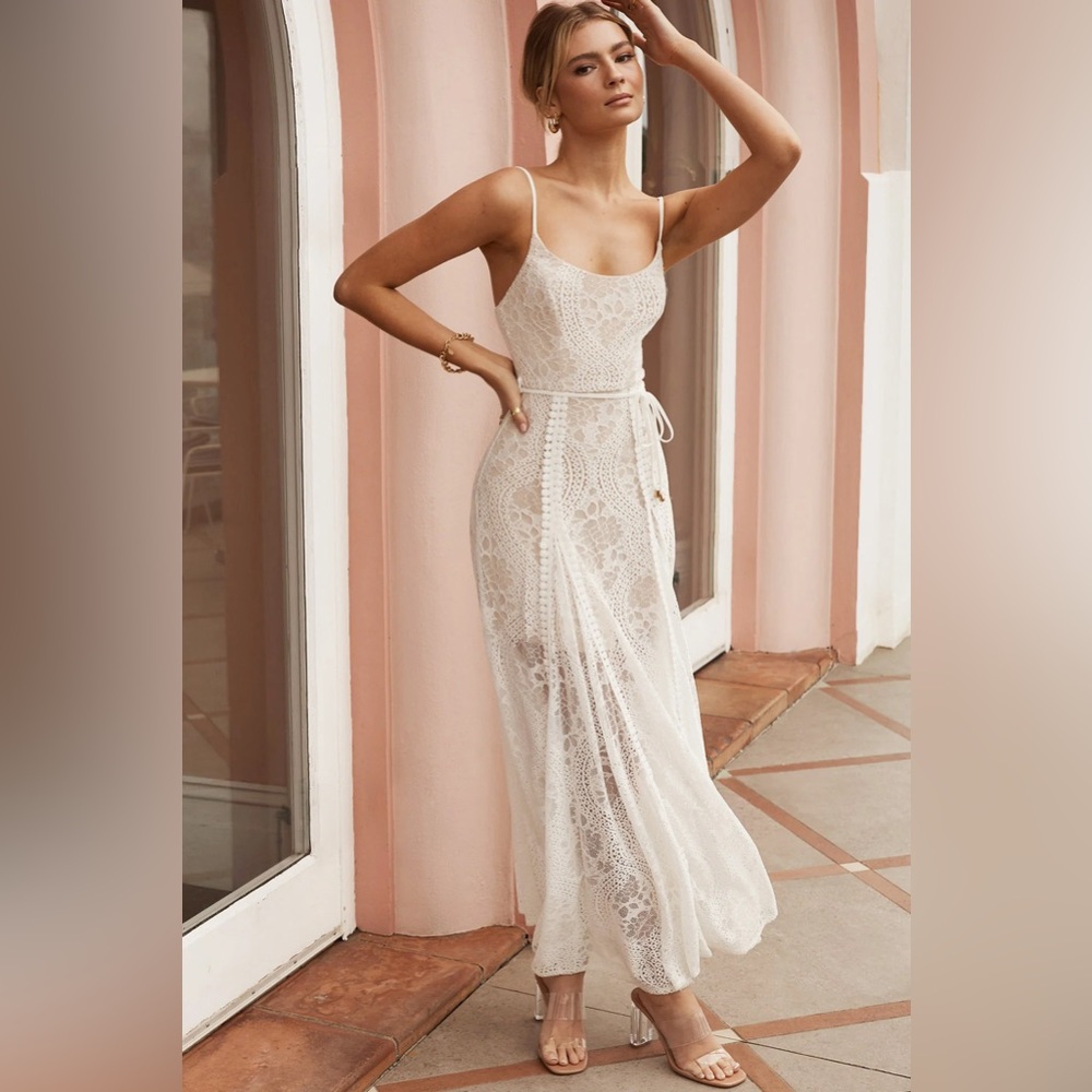 Selfie Leslie Palm Springs Lace Overlay Maxi Dress